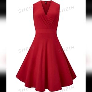 Sleeveless Red Wrap Dress